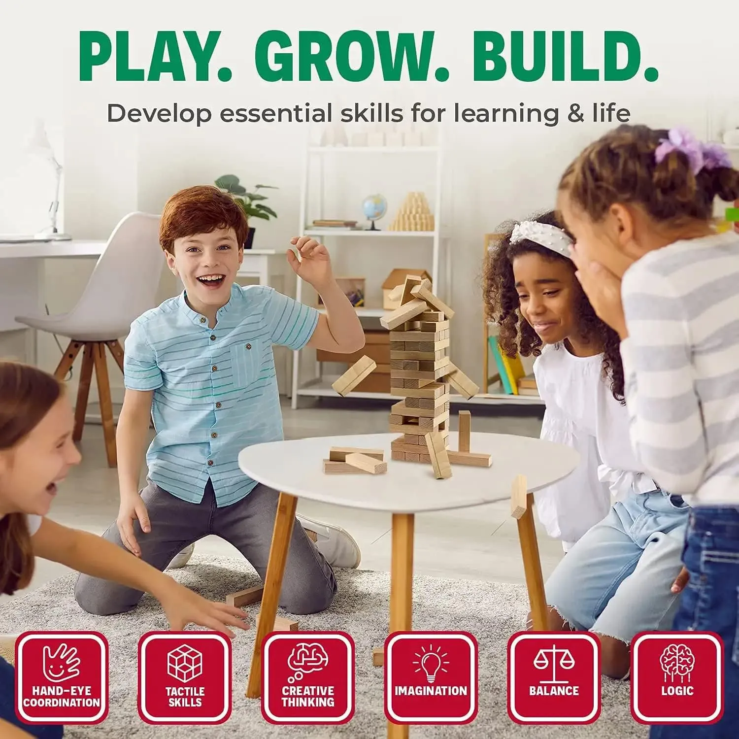 CoolToys Timber Tower Wood Block Stacking Game – Original Edition (48 Pieces) – 2 Pack