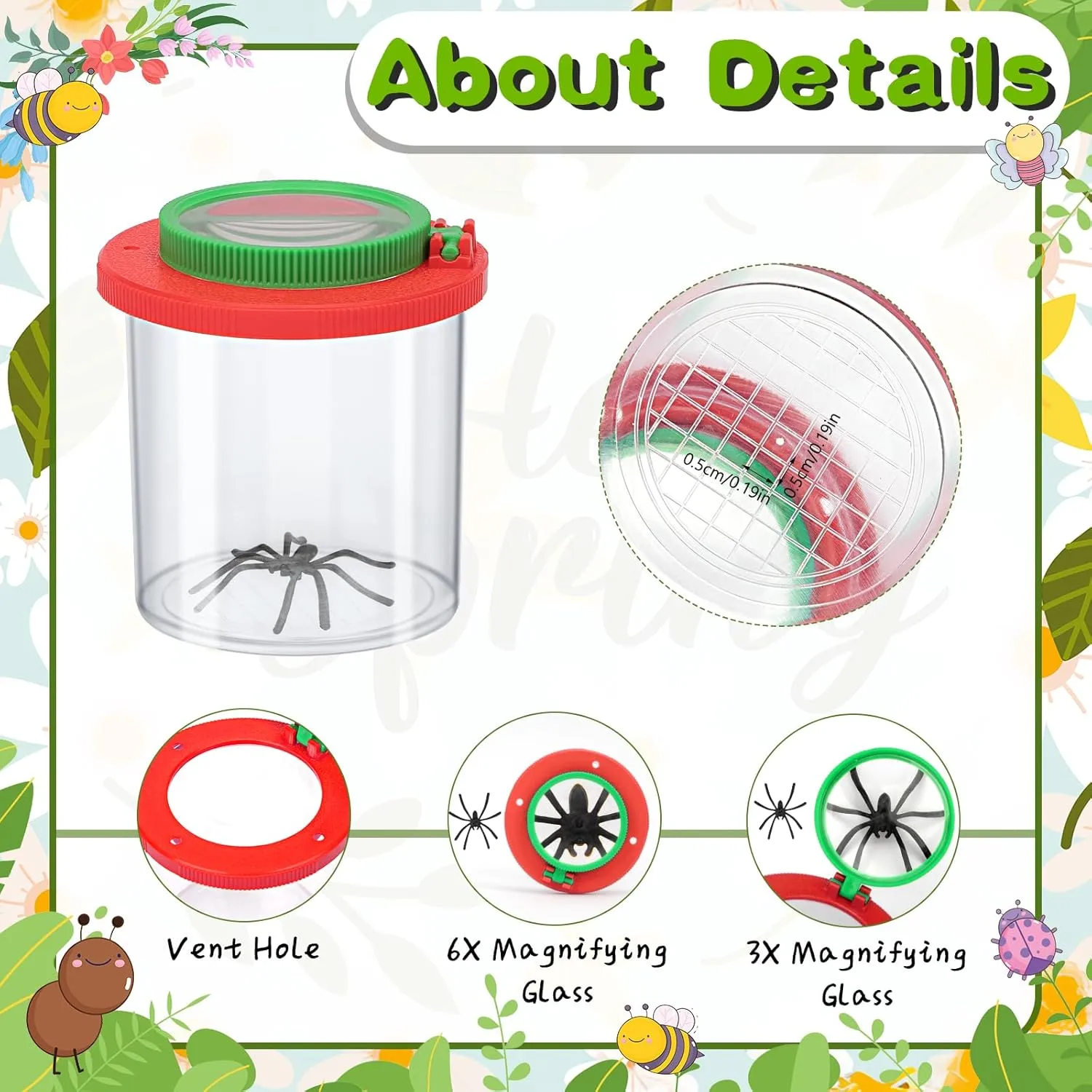 Coopay 32 Pieces Magnifying Insect Box - Bug Viewer, Critter Insect Cage, Container, Bug Catcher Cage, Jar Collecting Kit for Children, Kids Science Nature Exploration Tools