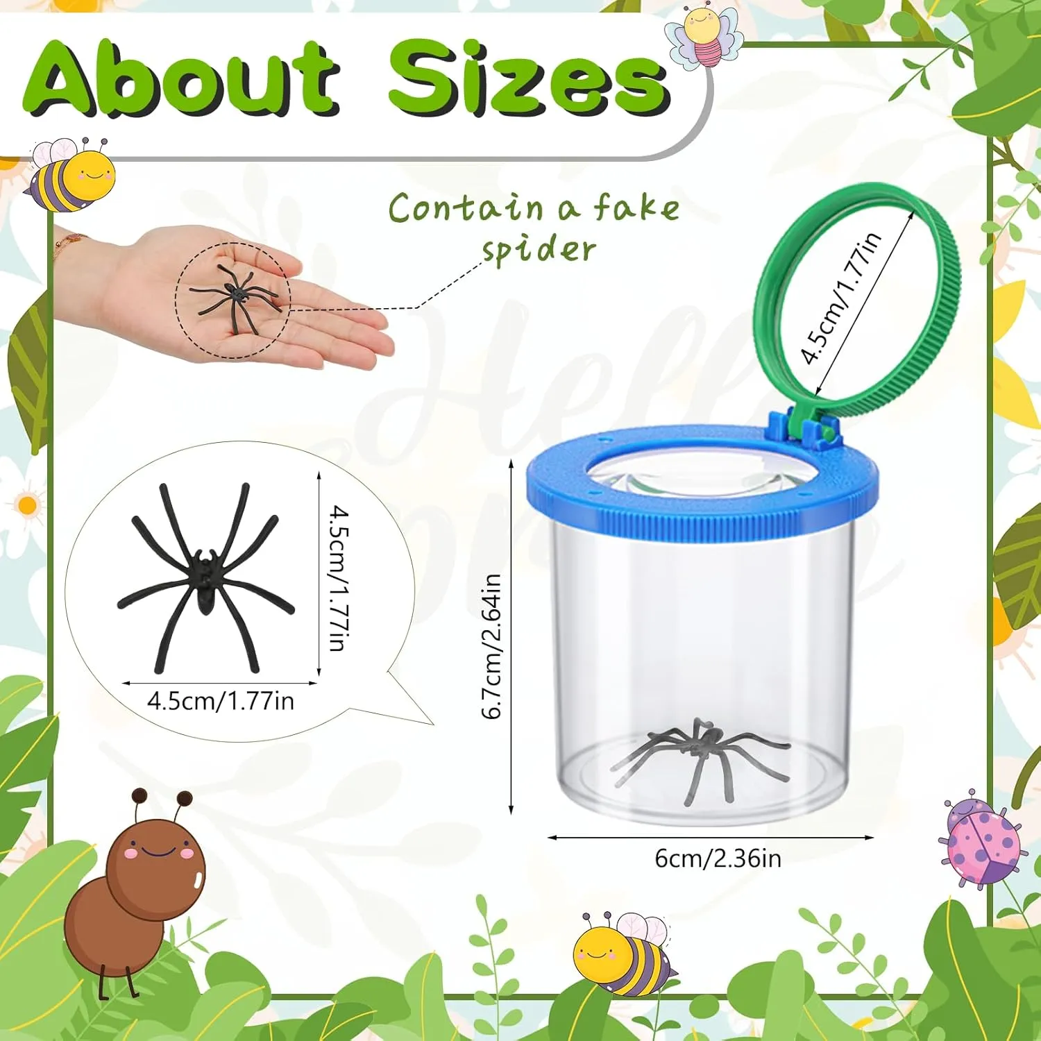 Coopay 32 Pieces Magnifying Insect Box - Bug Viewer, Critter Insect Cage, Container, Bug Catcher Cage, Jar Collecting Kit for Children, Kids Science Nature Exploration Tools
