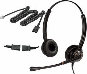 Corded Telephone Headset with Noise Cancelling Mic RJ9 U10P Bottom Cable Compatible with Polycom VVX, Avaya Digital, Fanvil, AudioCodes, Nortel, Office Call Center Landline Deskphones