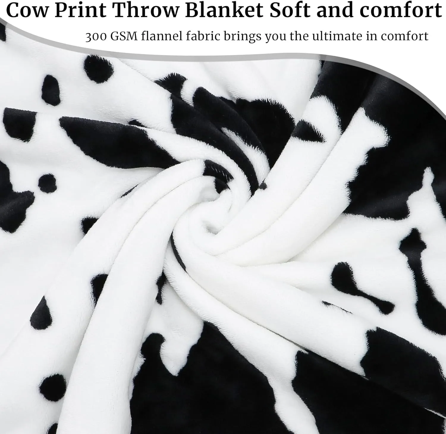 Cow Print Blanket Twin Size Soft Cozy Fuzzy Lightweight Black Cow Blankets and Throws Warm Plush Fleece Flannel Cow Printed Blanket Gift for Adults Mom Father Travel Blanket All Seasons 60" x 80"