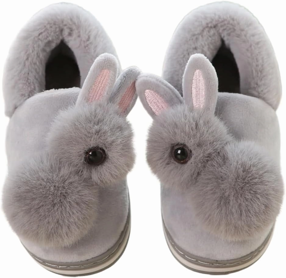 Cozy Enclosed-heel Cotton Slippers for Women Warm Comfort Soft Slippers Thickened Soles Non-slip Soles Cute Cartoon Rabbit Slippers Winter Slippers