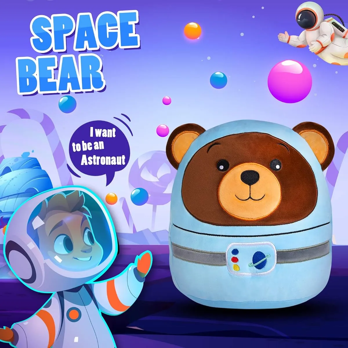CozyWorld 12 Inch Astronaut Teddy Bear Plush Pillow Soft Stuffed Sofa Cushion Squishy Throw Pillow Birthday Gift Graduation Gift for Kids Boys Girls