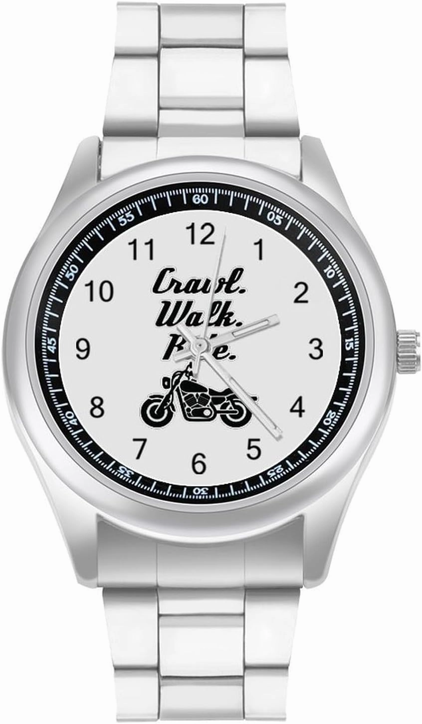 Crawl Walk Ride Motocycle Casual Wrist Watches for Men Classic Business Dress Watch Big Face for Work Gym