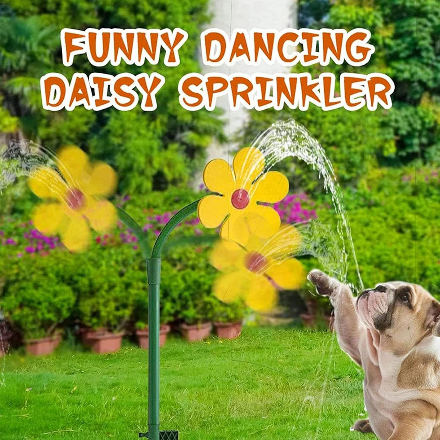 Crazy Dancing Flower Water Sprinkler, Dancing Daisy Sprinkler, Crazy Daisy Sprinkler for Dogs, Funny Sun Flower Dancing Daisy Yard Lawn Sprinkler, for Garden, Lawn, Courtyard (White)