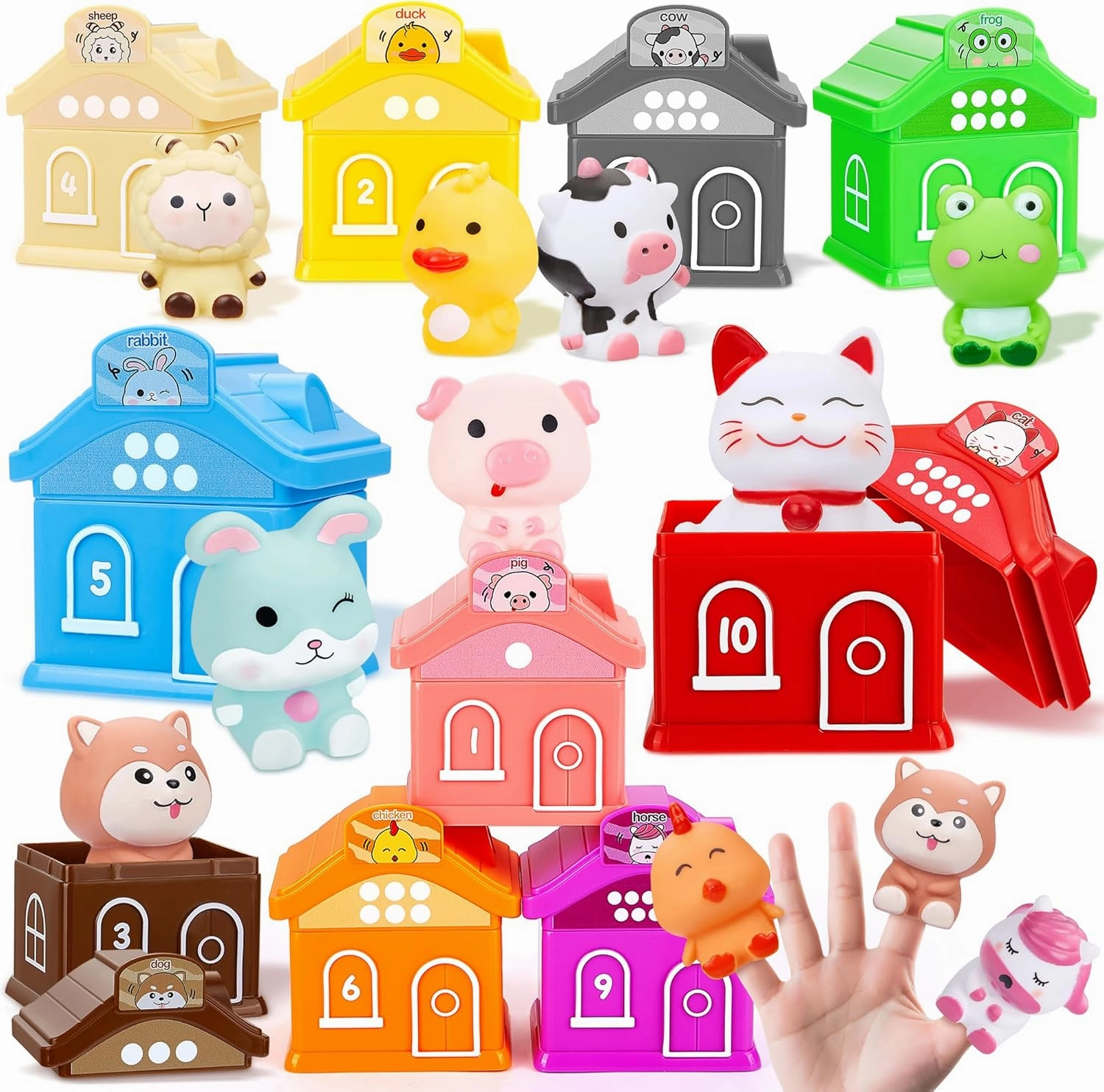 CRIOLPO Montessori Toys for Toddlers 1 2 3 Year Old, 10 Pcs Farm Animal Toys, Counting, Matching & Sorting Educational Toys, Christmas Birthday Gift for Baby Boys Girls Age 12-18 Months