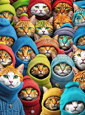 Cross & Glory - Whiskered World: A Kitty Kaleidoscope - Cat Jigsaw Puzzles for Adults, 1000 Piece Puzzle, Vibrant, Challenging & Detailed