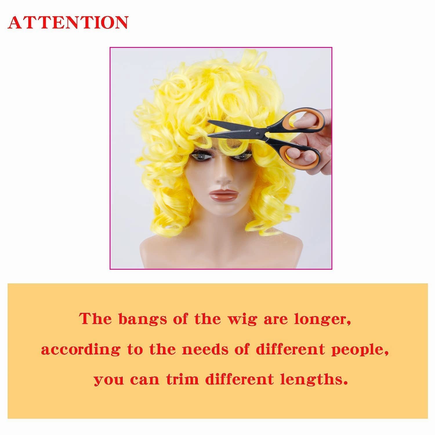 Curly Wig for Black Women Full and Soft Gold Hoop Earring 2Wig Cap Comb 2Beauty Blenders (Yellow)