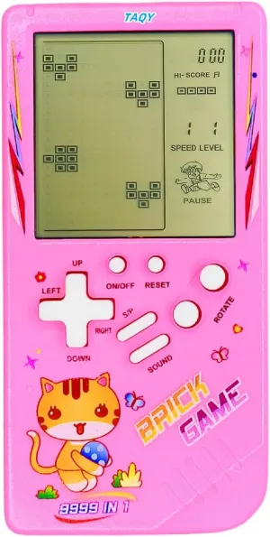 Cute Cat Pattern Block Game Console 23 Brick Games Racing/Tank Battle Retro Mini Game Machine Children's Game Console 70/80/90's Nostalgic Gifts Puzzle Toy Handheld Portable Game Device (Pink)