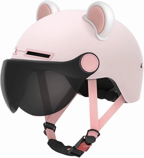 Cute Electric Motorcycle Open Face Cat Ears Half Helmet,Retro Bike Beanie Helmet with Visor,Street Scooter Moped ATV Bicycle Skull Cap Helmet for Adults Men Women,DOT Approved