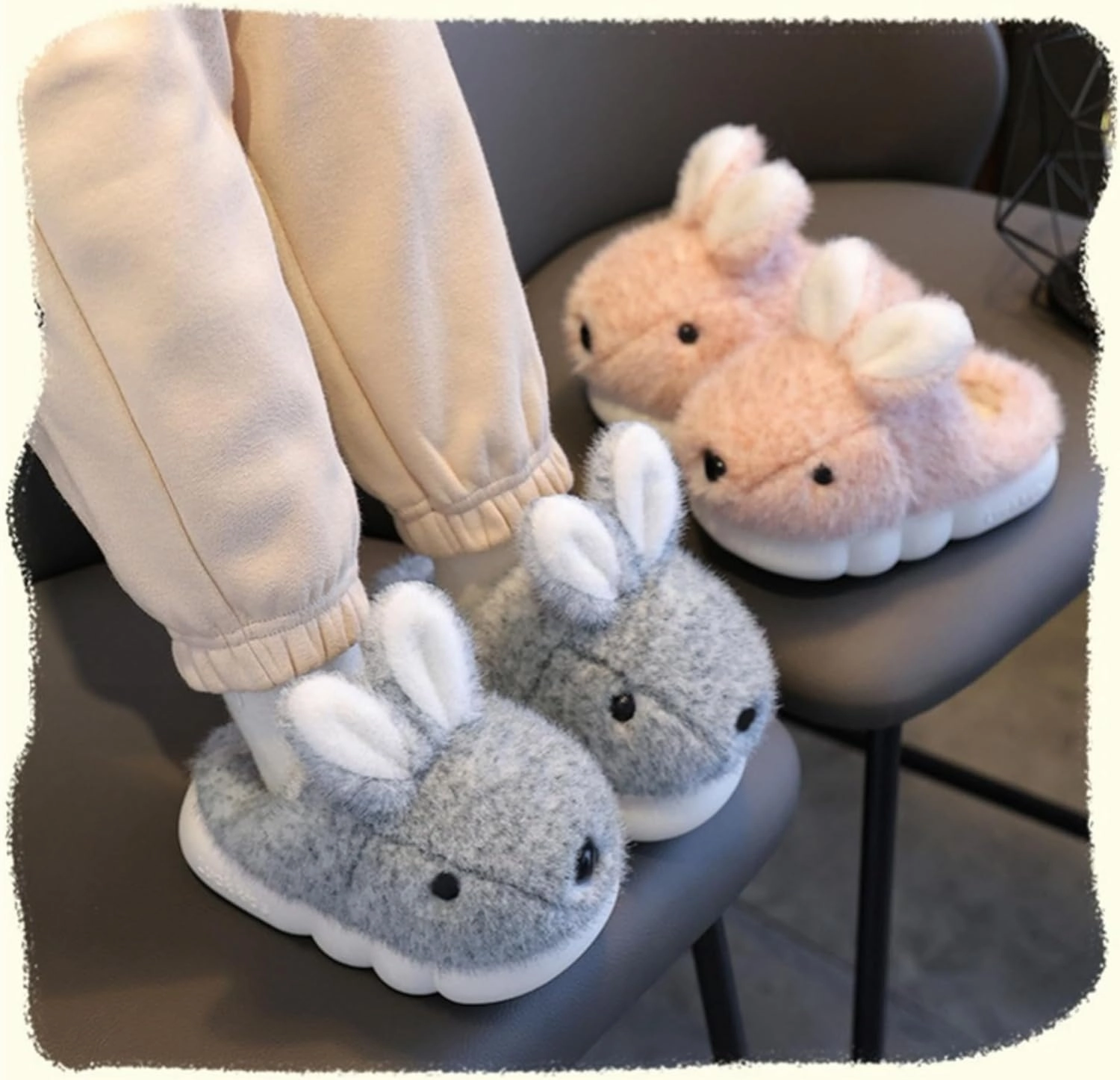Cute Women's Rabbit Slippers - Warm & Plush, Cartoon Design, Perfect for Winter & Indoor/Outdoor Use