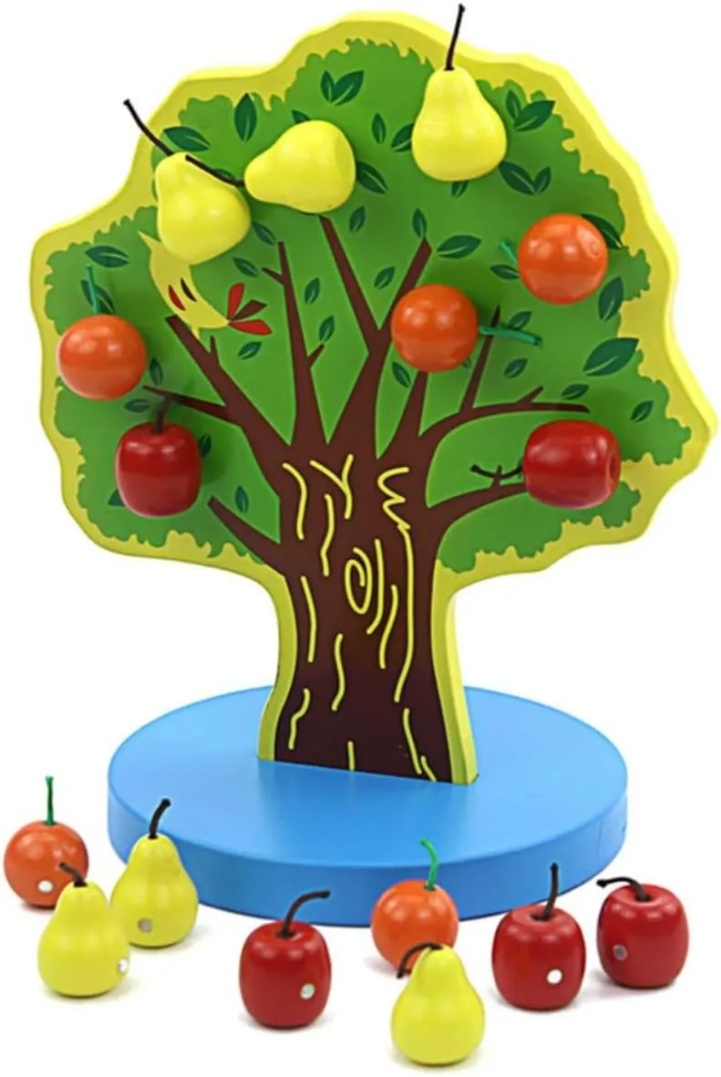 DANNI Magnetic Fruit Pear Tree Orchard for Kids Geometric Assembling Educational Toys Pick Apple Games Fruit Skewers Table Games
