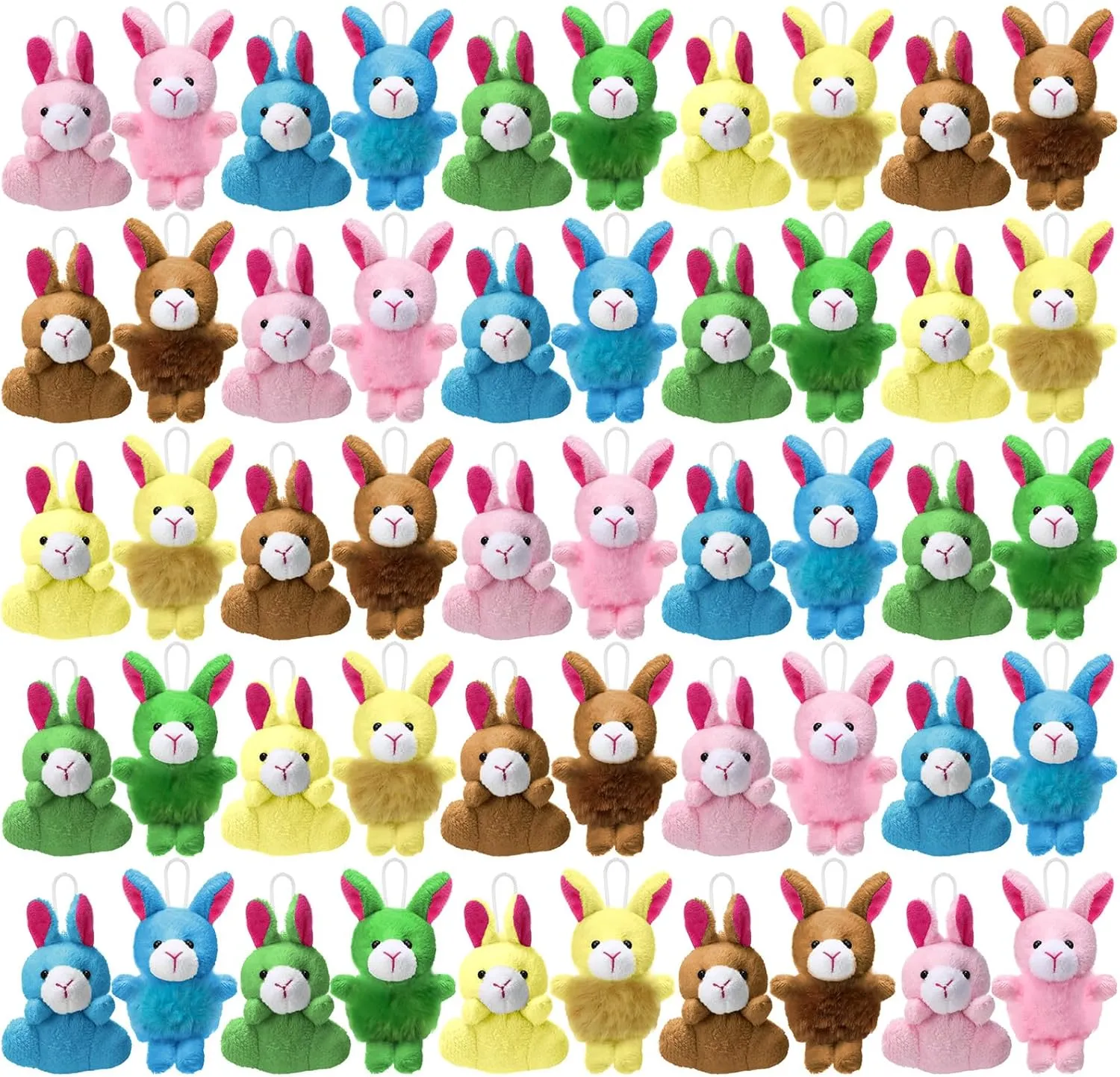 Deekin 100 Pack Mini Stuffed Animals Bulk Small Plush Animal Toys Tiny Stuffed Critter Keychain Set for Kids Party Favors School Prizes Gift Bags Fillers(Rabbits)