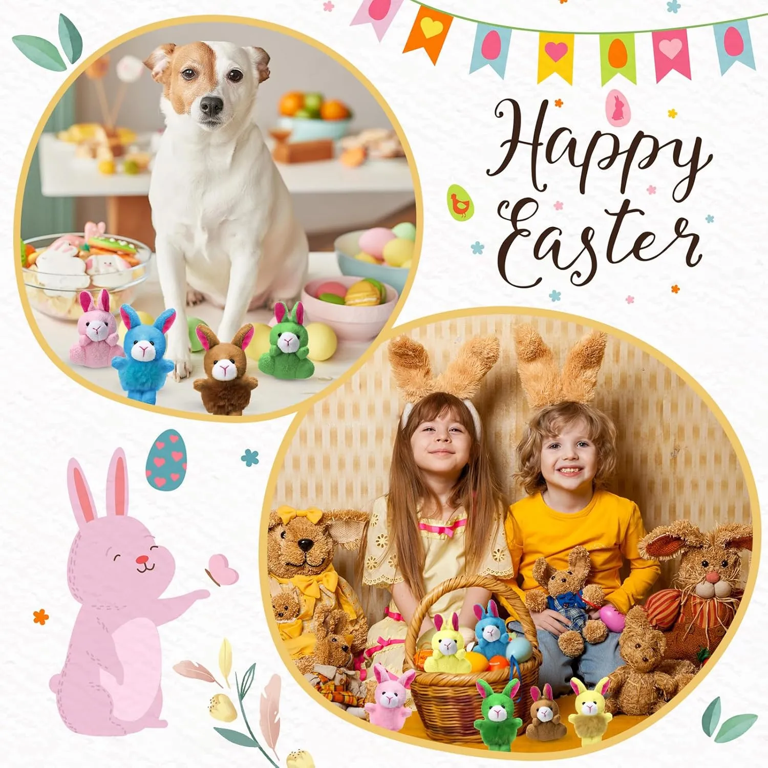 Deekin 100 Pack Mini Stuffed Animals Bulk Small Plush Animal Toys Tiny Stuffed Critter Keychain Set for Kids Party Favors School Prizes Gift Bags Fillers(Rabbits)