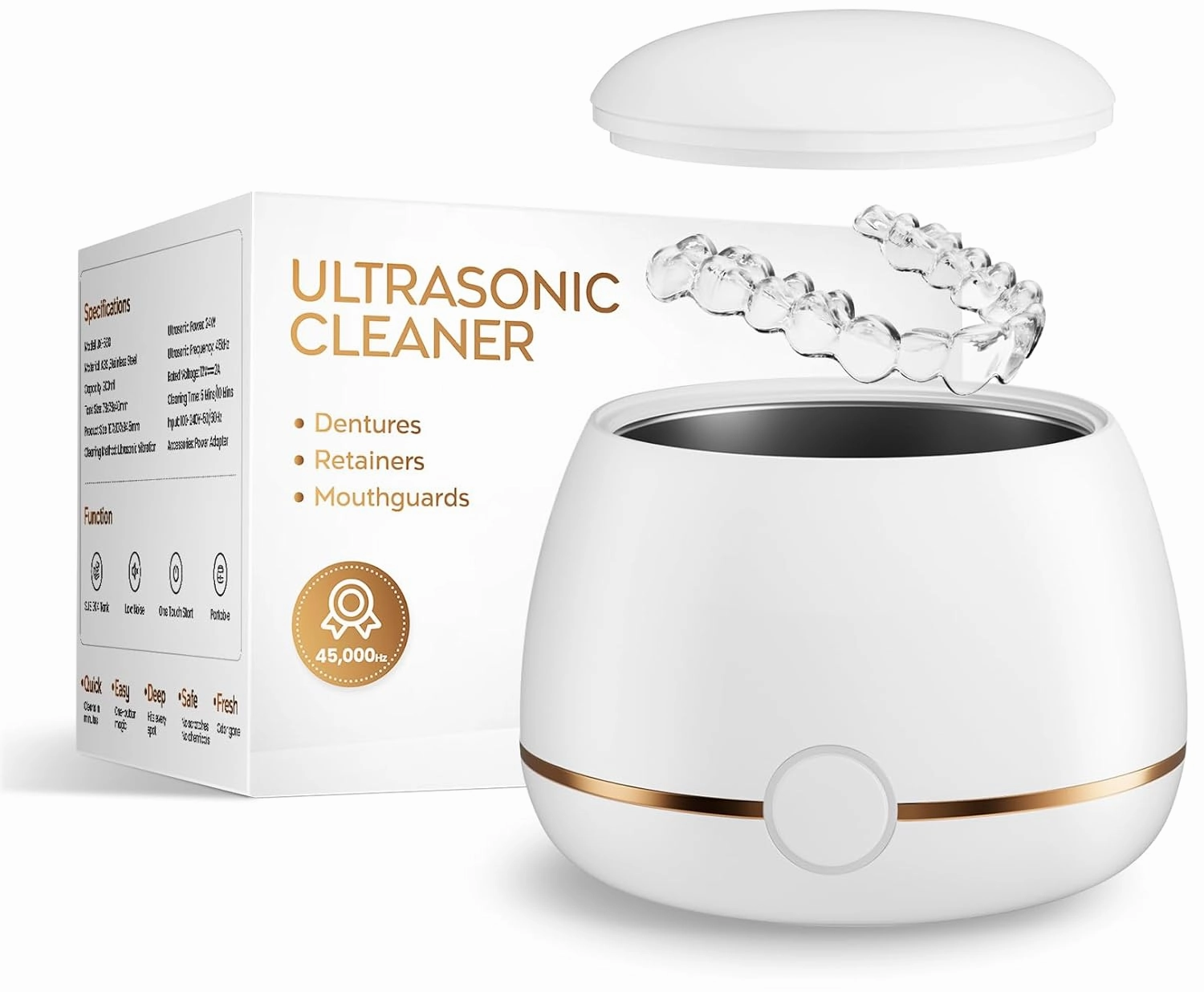 Dental Ultrasonic Retainer Cleaner Machine: Nicwell 200ML Denture Cleaner, Deep Cleaning Mouth Guard Cleaner, Aligner Cleaner, NightGuard Cleaner with Protection Design for Braces, Oral Dental & Tray