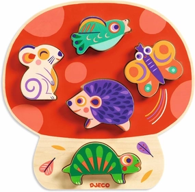 DJECO Anianco Wooden Puzzle - Educational Puzzle for Toddlers & Kids - Fun & Challenging Activity for Friends & Family - Animal Wooden Toy for Children 1  Year Girls & Boys