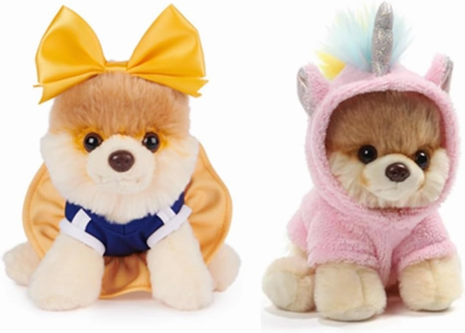 Donna's Home Emporium Bundle of 2 World's Cutest Pomeranian Dog Itty Bitty Boo 5" Plushes, Unicorn Boo and Cheerleader Boo Officially Licensed