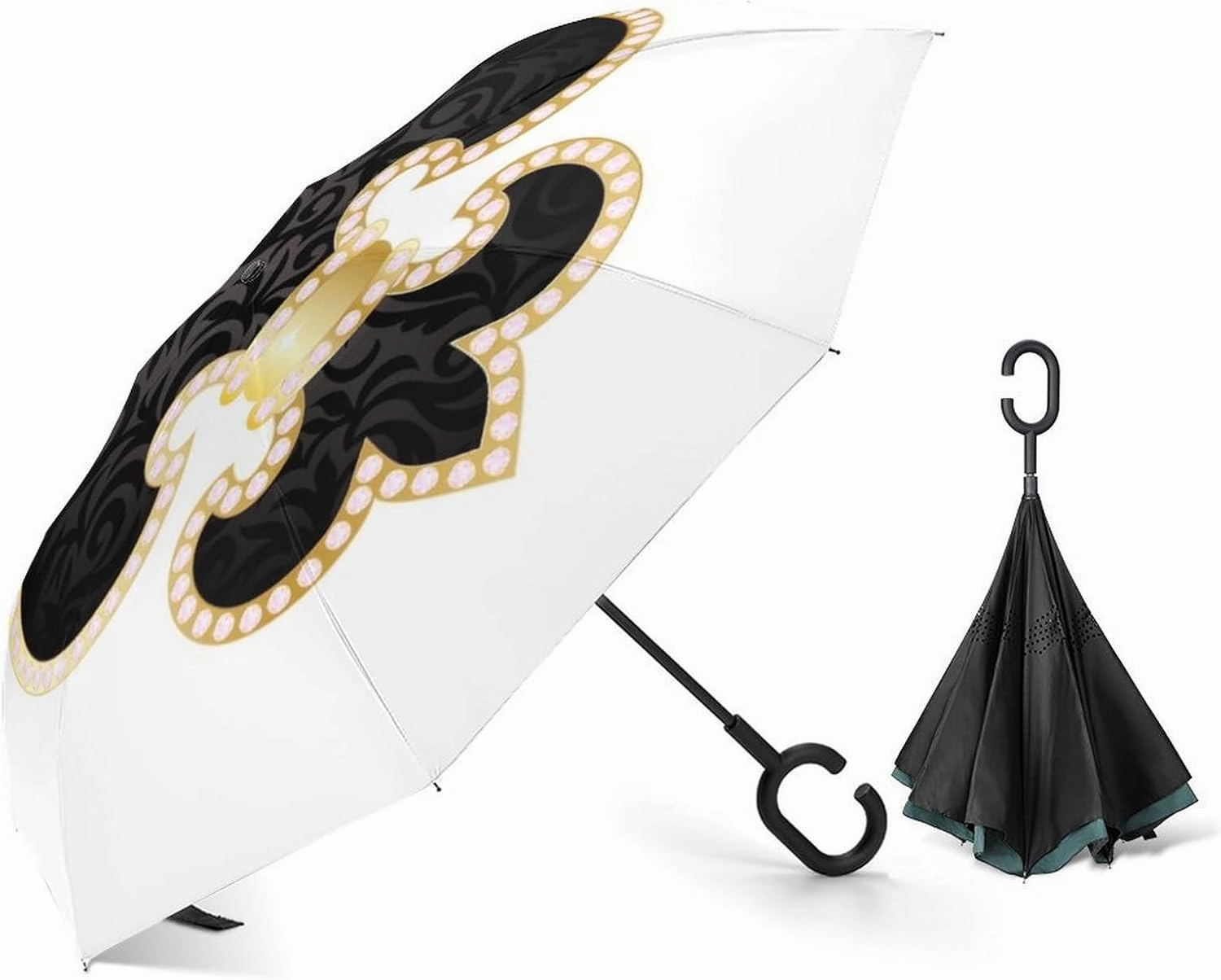 Donnapink Auto Large Inverted Rain Umbrella, Automatic Open/Close Reverse Car Umbrella Sun Protect UV Winds Rain Compact Parasol