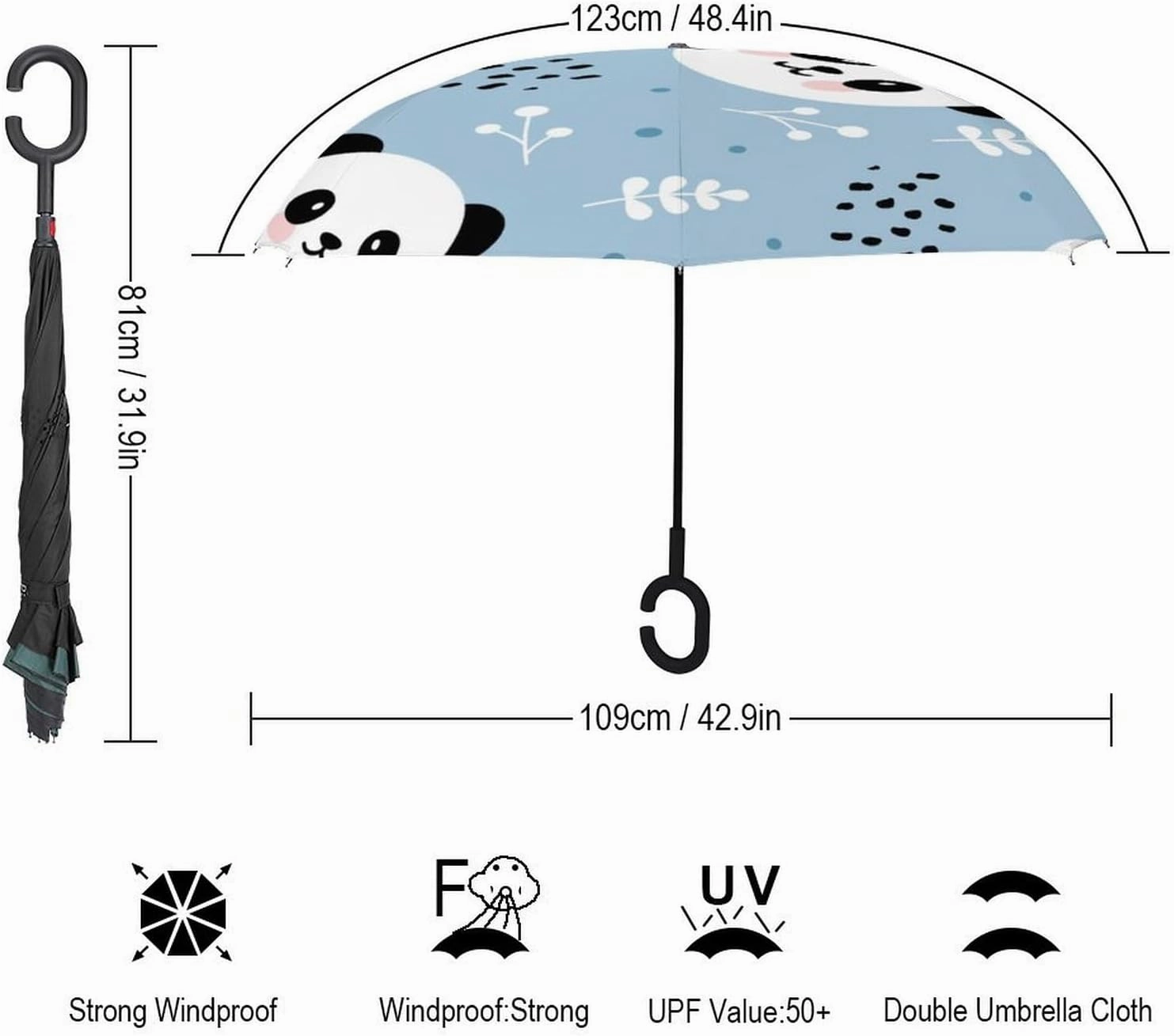 Donnapink Auto Large Inverted Rain Umbrella, Automatic Open/Close Reverse Car Umbrella Sun Protect UV Winds Rain Compact Parasol
