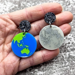 Earth and Moon Asymmetrical Earrings
