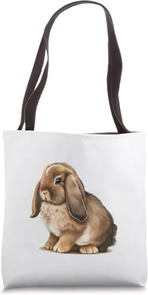 Easter Bunny Art Lop-Eared Rabbit Cottagecore Forestcore Tote Bag