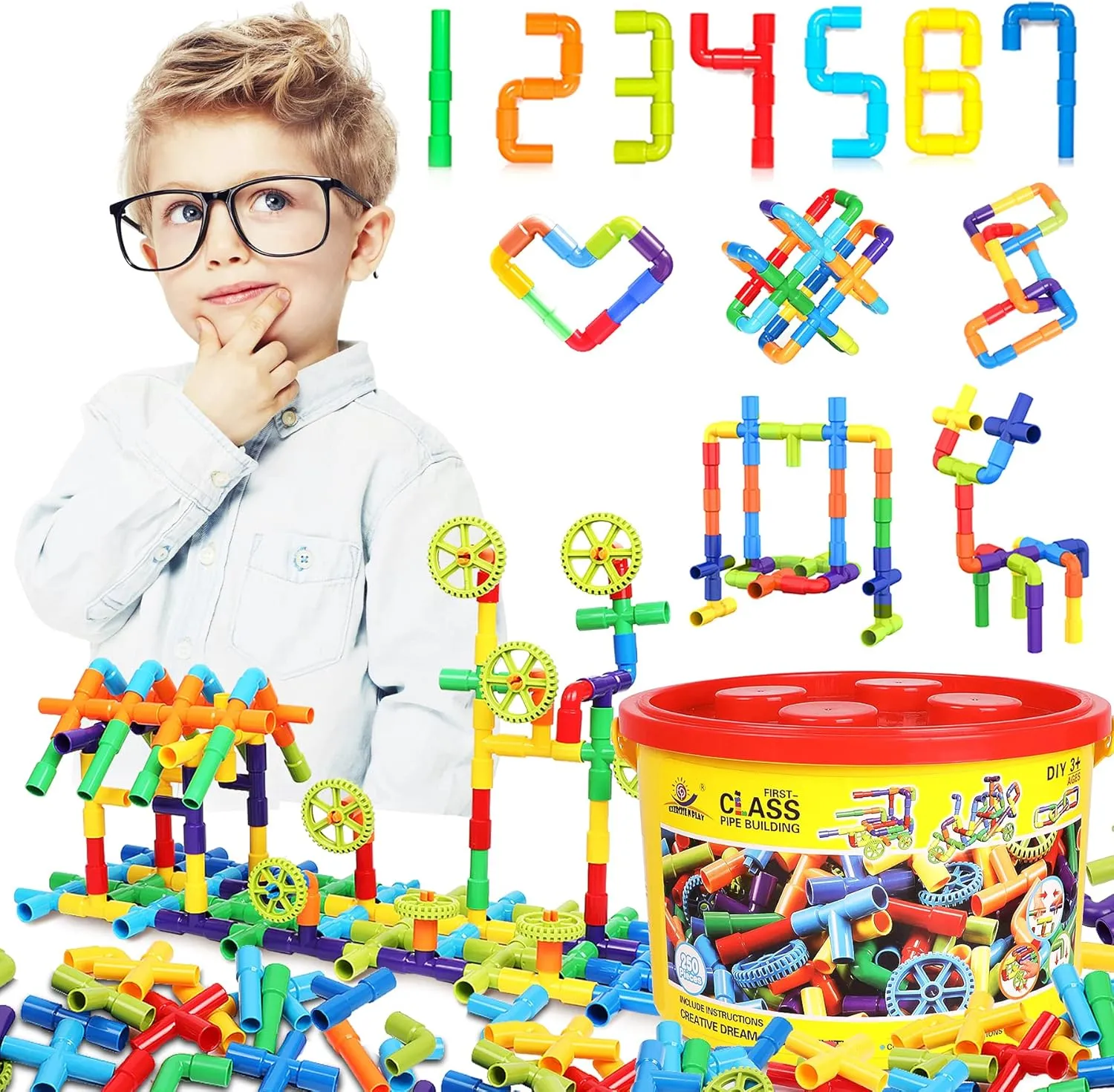 EP EXERCISE N PLAY 250PCS Toy Building Set for Kids Ages 3 4 5 | STEM Learning | Durable Plastic Blocks | Interactive Educational Toy for Toddlers Boys Girls