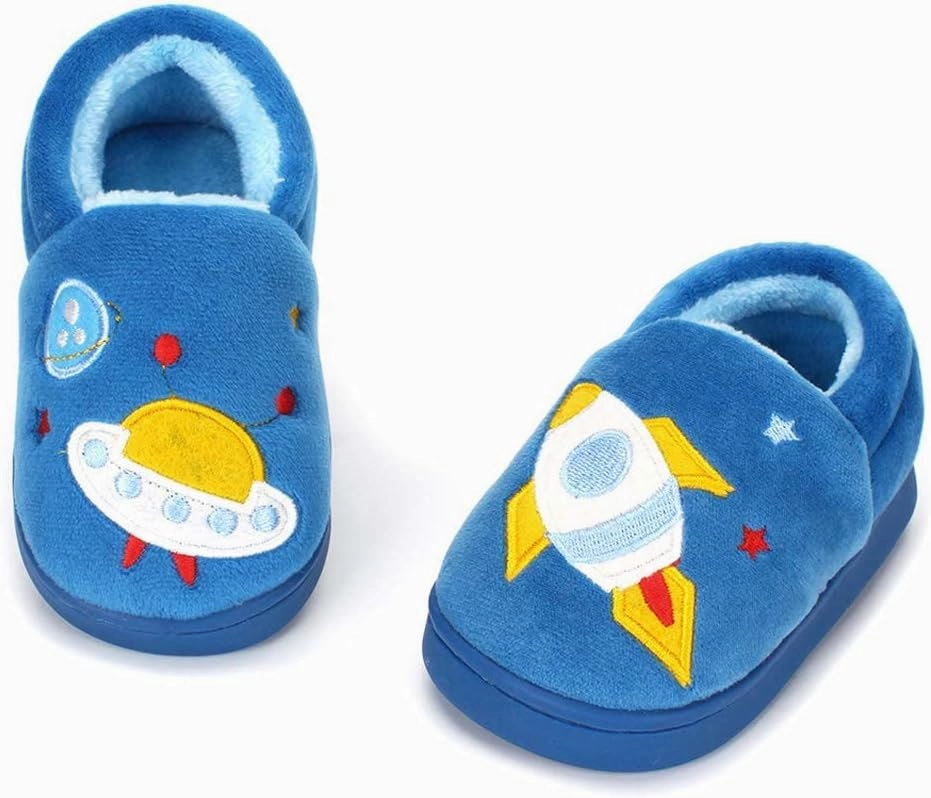 ESTAMICO Girls Cute Cartoon Slippers with Memory Foam Kids Plush Warm Winter House Shoes