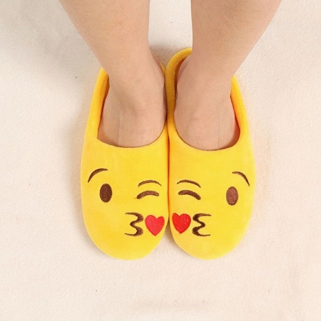 ETOSELL Lovely Indoor Warm Emoji Slippers Winter Cotton Plush Slipper Emoji Shoes Smiley Emoticon Winter Cute  Cartoon Shoes