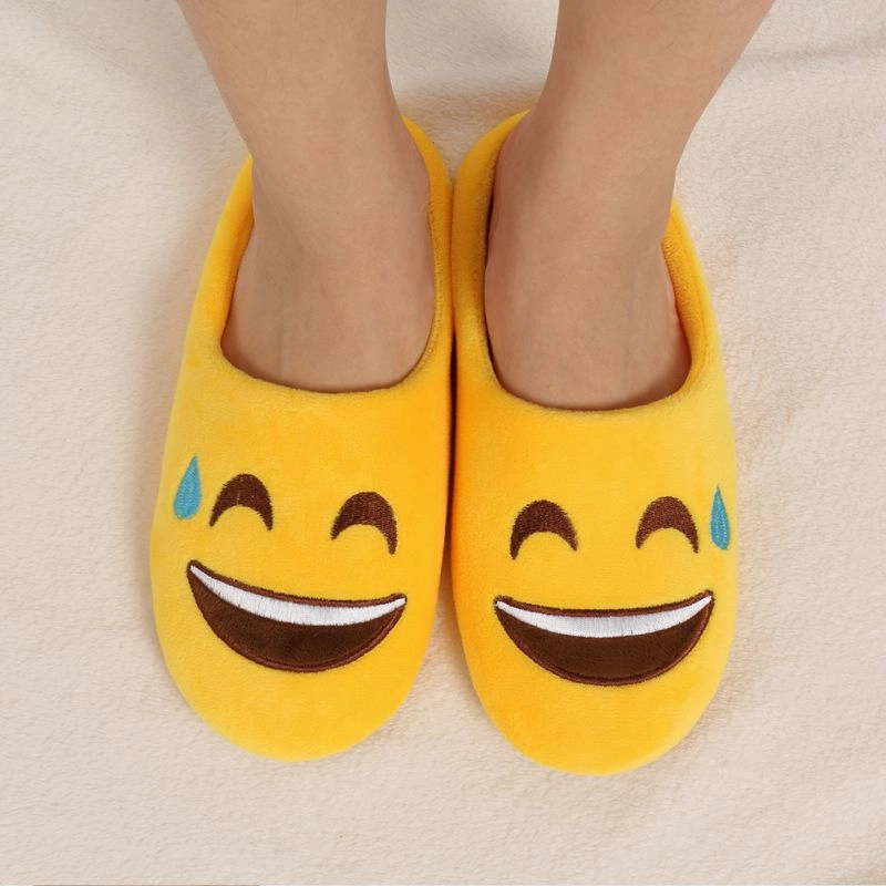 ETOSELL Lovely Indoor Warm Emoji Slippers Winter Cotton Plush Slipper Emoji Shoes Smiley Emoticon Winter Cute  Cartoon Shoes