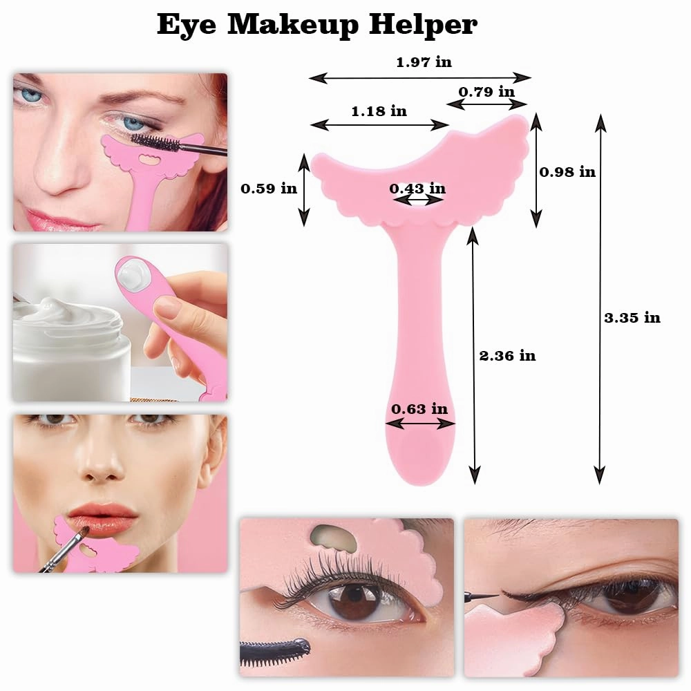 Eyelash Eyeliner Tool Set of 5 Pc,1Cute Cat Paw Eyelash Curlers Eyelashes Curling Clip False Eyelashes,2 Reusable Silicone Eyeliner Aid Mascara Shield,1Eyeshadow Brush,1Concealer Brush Sponge
