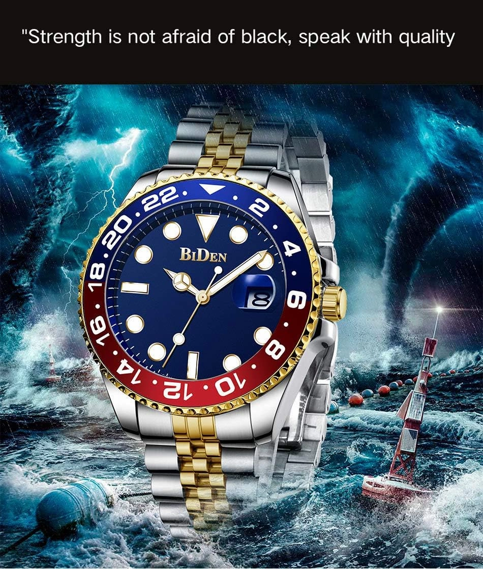 FANMIS Mens Luxury Wrist Watches Analog Quartz Calendar Luminous Stainless Steel Fashion Waterproof Watch