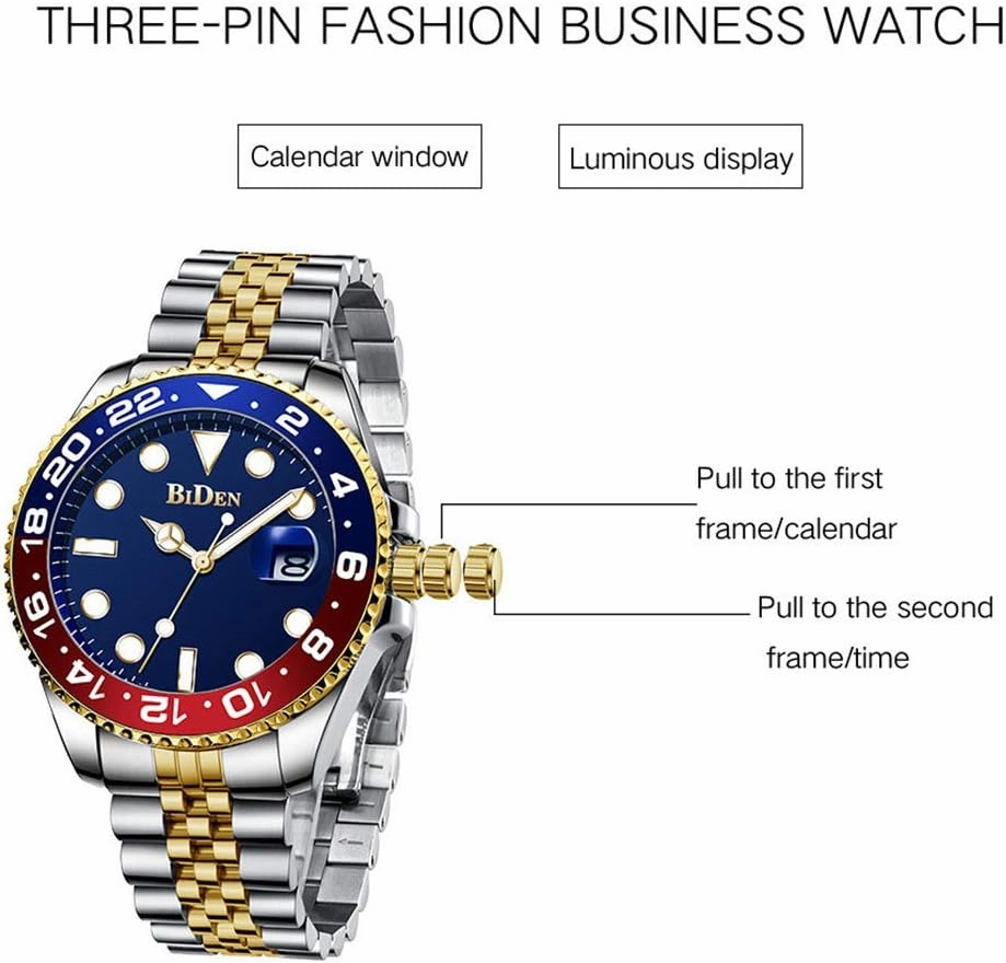 FANMIS Mens Luxury Wrist Watches Analog Quartz Calendar Luminous Stainless Steel Fashion Waterproof Watch