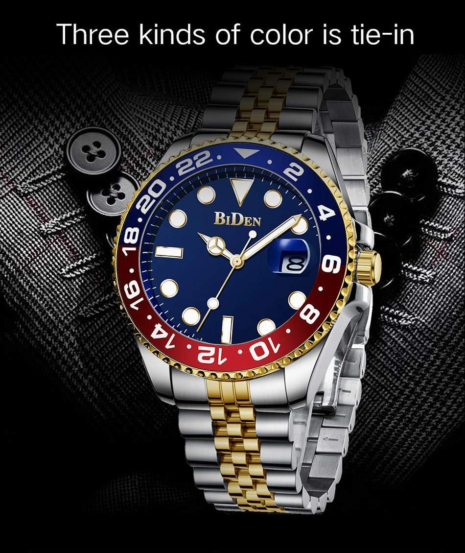 FANMIS Mens Luxury Wrist Watches Analog Quartz Calendar Luminous Stainless Steel Fashion Waterproof Watch