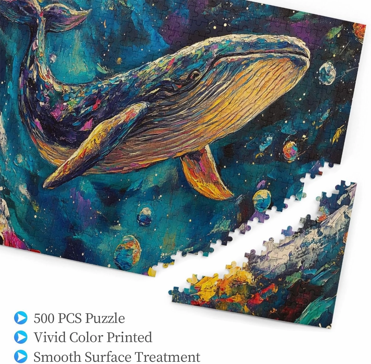Fantasy Big Fish, 500-Piece Wooden Jigsaw Puzzles for Adults, Oil Painting Style Design, Classic Marine Life Puzzle, Creative Entertainment Game, Exercise Patience and Hands-On Ability