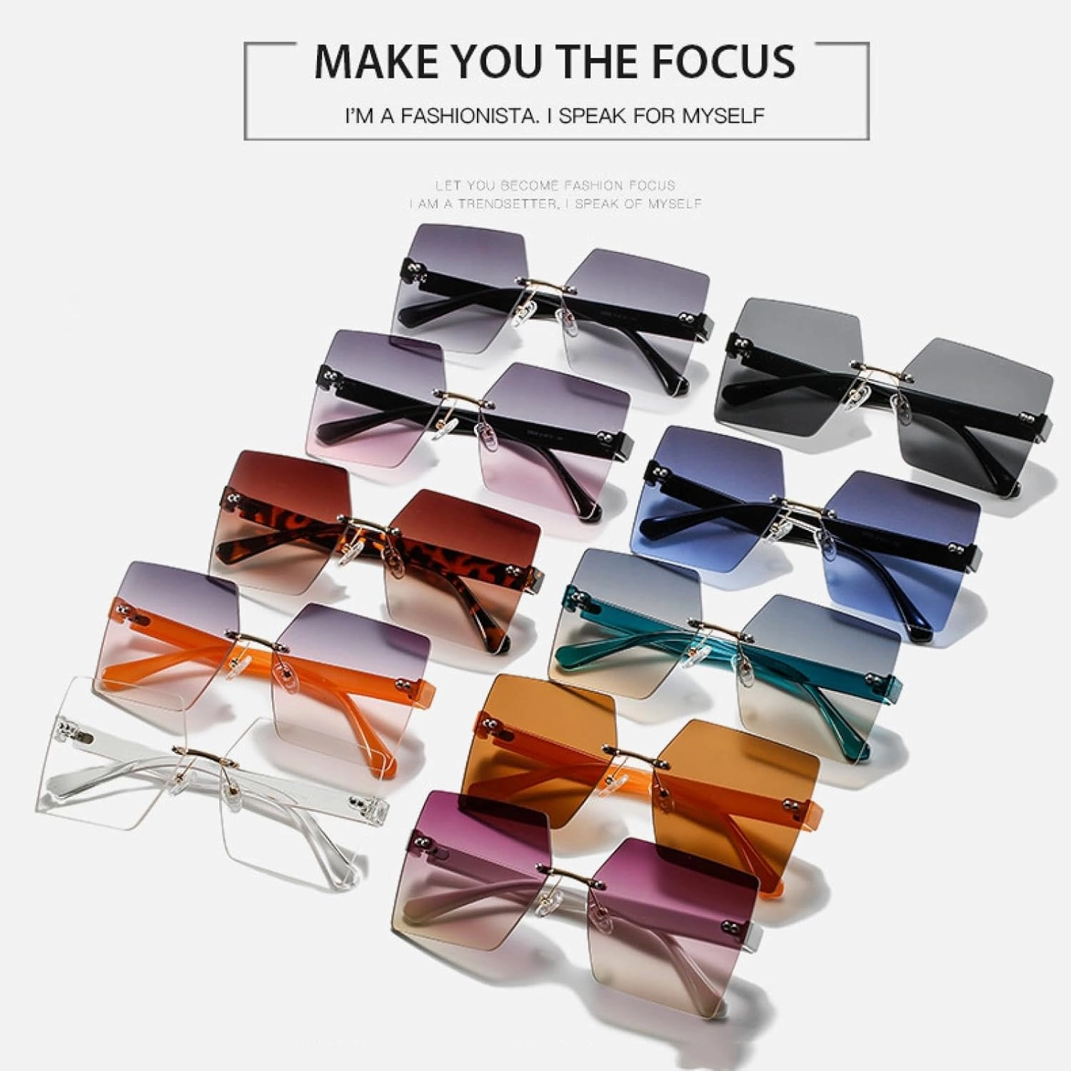 Fashion Luxury Rimless Sunglasses Women and Men Outdoors Travel Driving Shade Sun Glasses Uv400