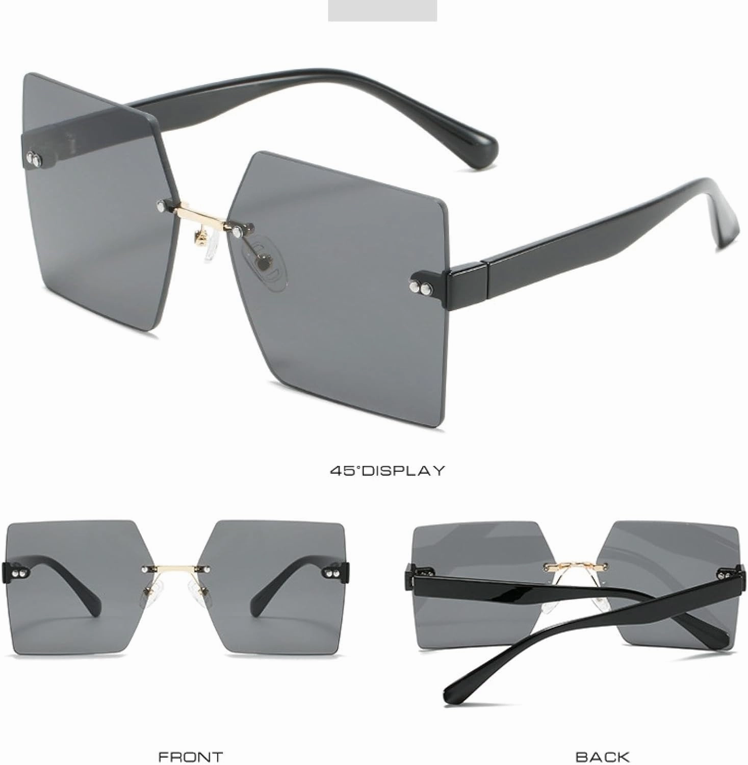 Fashion Luxury Rimless Sunglasses Women and Men Outdoors Travel Driving Shade Sun Glasses Uv400