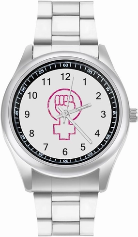 Feminist Fist Power Casual Wrist Watches for Men Classic Business Dress Watch Big Face for Work Gym