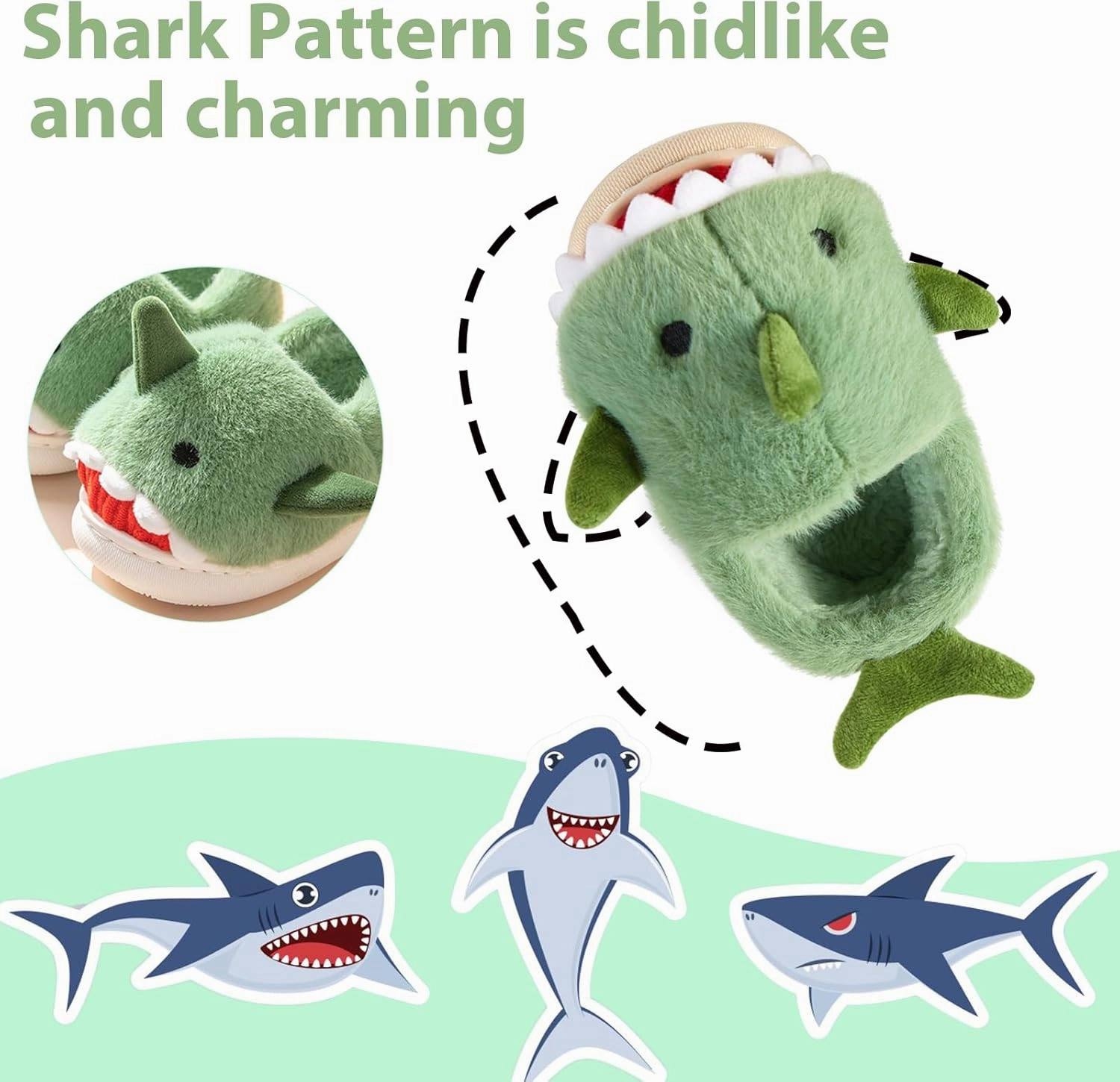 Fiedaz Boys Girls Shark Slippers for Toddler Kids - Cute Plush Warm Non-Slip Indoor Bedroom Winter Shoes
