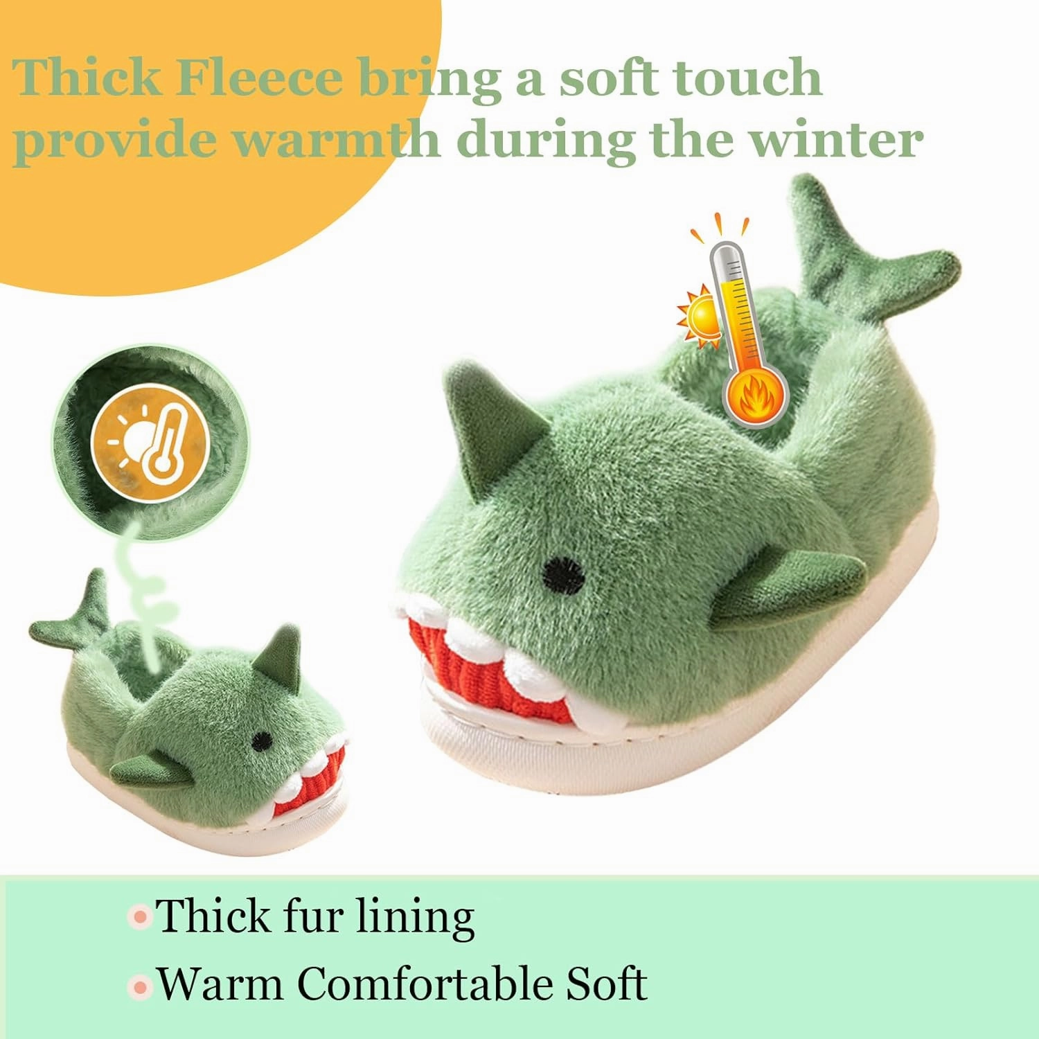 Fiedaz Boys Girls Shark Slippers for Toddler Kids - Cute Plush Warm Non-Slip Indoor Bedroom Winter Shoes