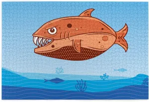 Fish Monster Wooden Puzzle 1000 Piece Puzzles for Adults, Funny Toys & Family Game Artwork Jigsaw Puzzles,Eco-Friendly Materials,Unique Gift,Challenging Brain Teaser