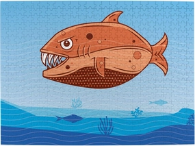 Fish Monster Wooden Puzzle 500 Piece Puzzles for Adults, Funny Toys & Family Game Artwork Jigsaw Puzzles,Eco-Friendly Materials,Unique Gift,Challenging Brain Teaser