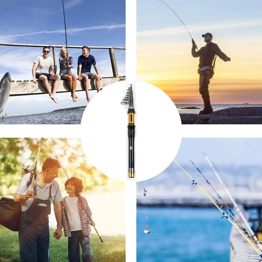 Fishing Rod, Fishing Stick Mini Portable Sea Fishing Carbon Rod Fishing Rod Telescope Fishing Rod Telescopic Ceramic Wire Ring