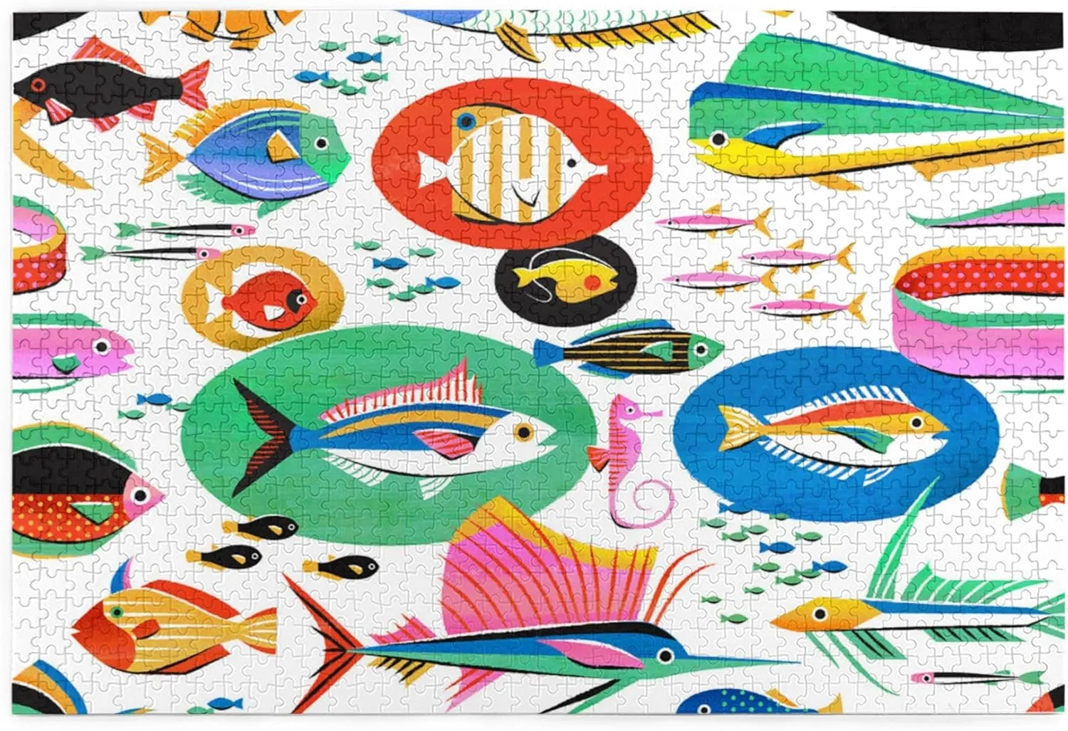 Fishy Fish Wooden Puzzle 1000 Piece Puzzles for Adults, Funny Toys & Family Game Artwork Jigsaw Puzzles,Eco-Friendly Materials,Unique Gift,Challenging Brain Teaser