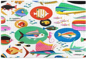 Fishy Fish Wooden Puzzle 1000 Piece Puzzles for Adults, Funny Toys & Family Game Artwork Jigsaw Puzzles,Eco-Friendly Materials,Unique Gift,Challenging Brain Teaser