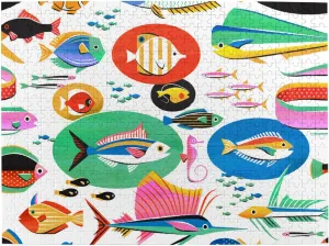 Fishy Fish Wooden Puzzle 500 Piece Puzzles for Adults, Funny Toys & Family Game Artwork Jigsaw Puzzles,Eco-Friendly Materials,Unique Gift,Challenging Brain Teaser