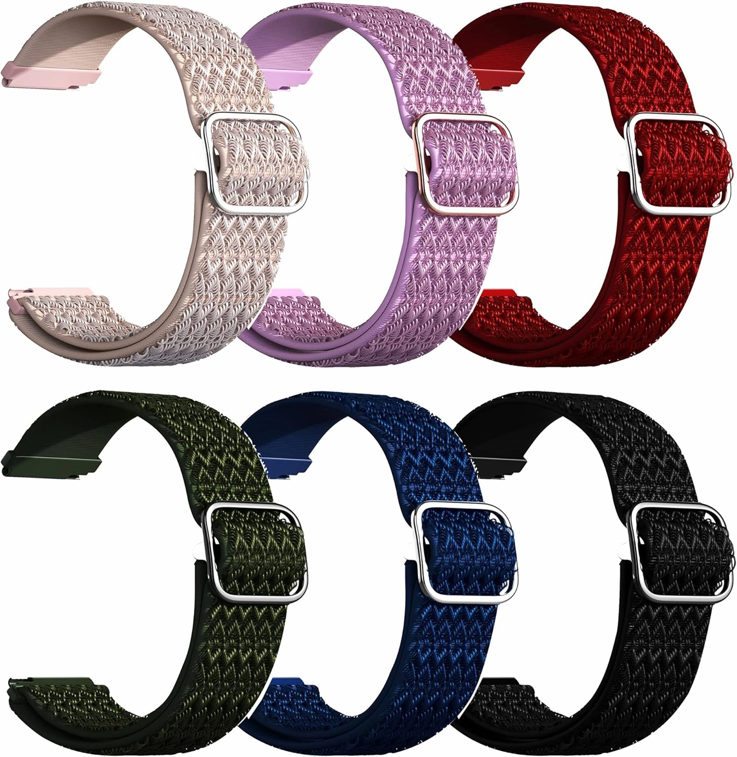 FitTurn [6pack Compatible with COROS APEX 42mm/COROS PACE 2 Bands Elastic Adjustable Nylon Fabric Strap Replacement Bracelet Stretch Soft Strap Wristbands Loop Accessories Women Men