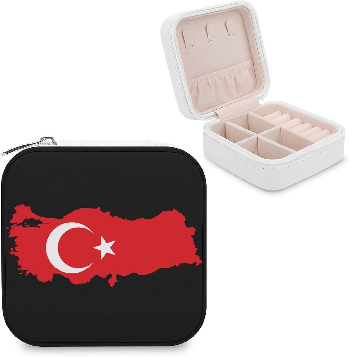 Flag Map of Turkey Mini Jewelry Box Organizer Case Travel Earrings Rings Necklace and Small Items Holder Boxes Storage