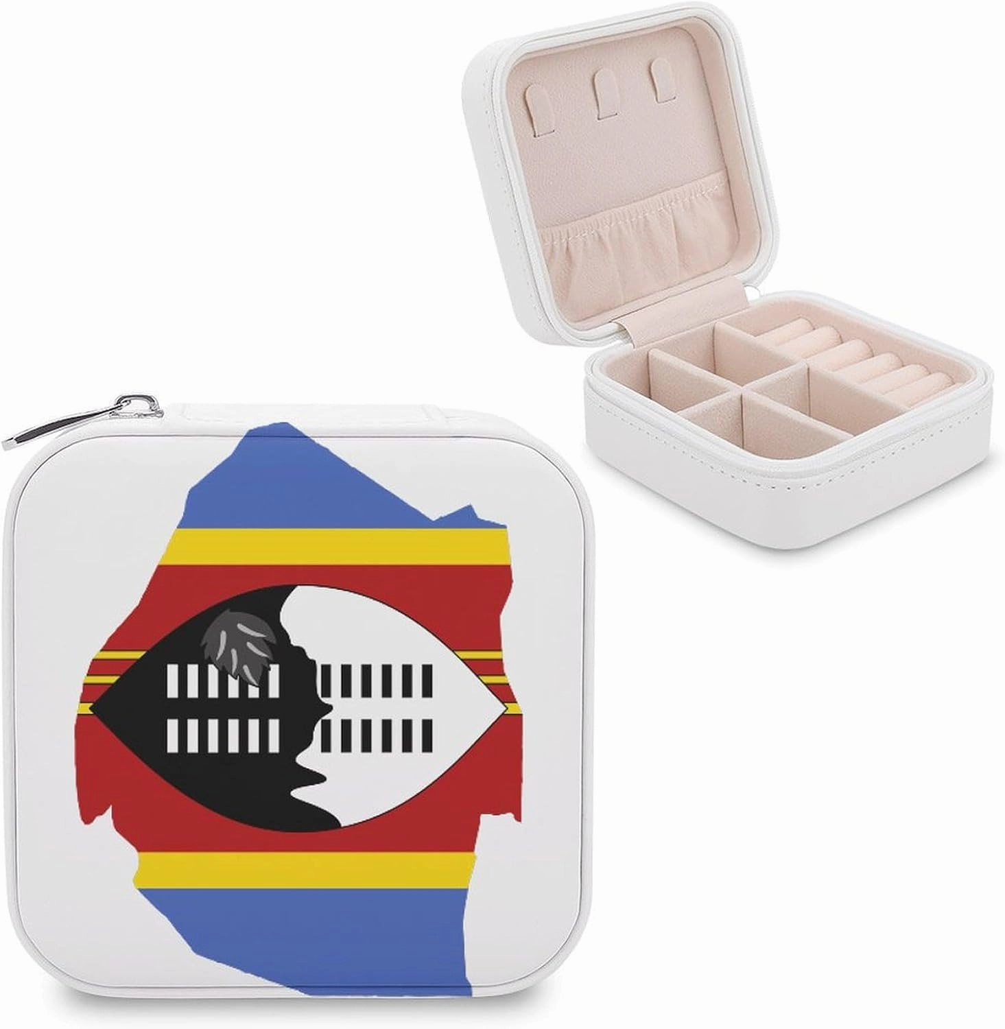 Flag Map of Eswatini Mini Jewelry Box Organizer Case Travel Earrings Rings Necklace and Small Items Holder Boxes Storage