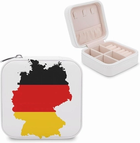 Flag Map of Germany Mini Jewelry Box Organizer Case Travel Earrings Rings Necklace and Small Items Holder Boxes Storage
