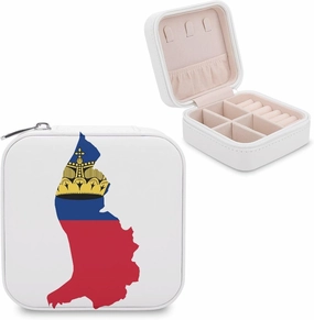 Flag Map of Liechtenstein Mini Jewelry Box Organizer Case Travel Earrings Rings Necklace and Small Items Holder Boxes Storage